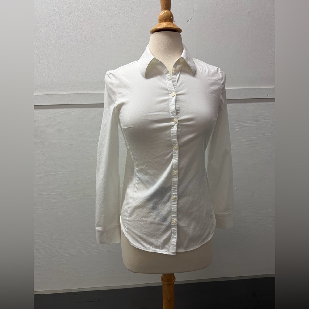 COS White Long-Sleeve Button-Up Dress Shirt